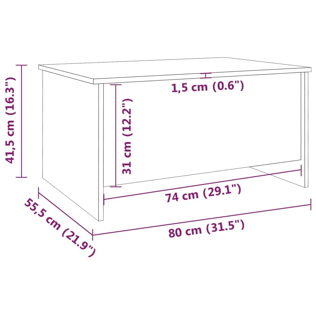 vidaXL Coffee Table Black 31.5"x21.9"x16.3" Engineered Wood