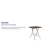Flash Furniture Linburgh 1.95-Foot Square Brown Rattan Plastic Folding Table