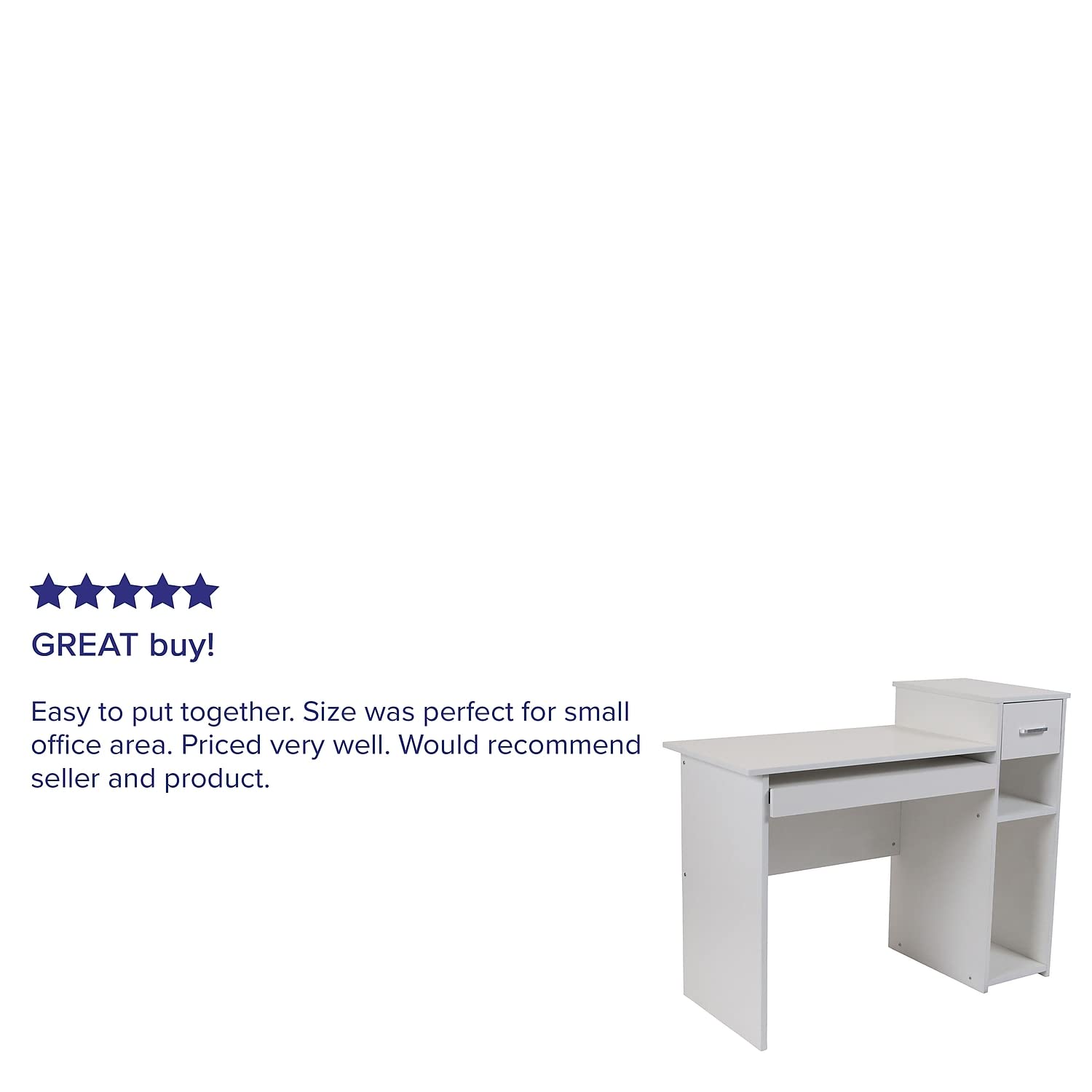 Flash Furniture Highland Park White Computer Desk With Shelves And Drawer
