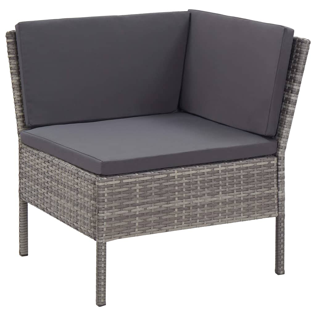 vidaXL - Durable 6 Piece Patio Lounge Set with Cushions, Weather Resistant Poly Rattan Construction, Comfortable Cushioning, Easy Maintenance, Modular Design for Customizable Layouts, Gray