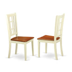 East West Furniture HLNI5-BMK-W 5 Piece Dining Room Furniture Set Includes a Round Dining Table with Pedestal and 4 Wood Seat Chairs, 42x42 Inch, Buttermilk & Cherry