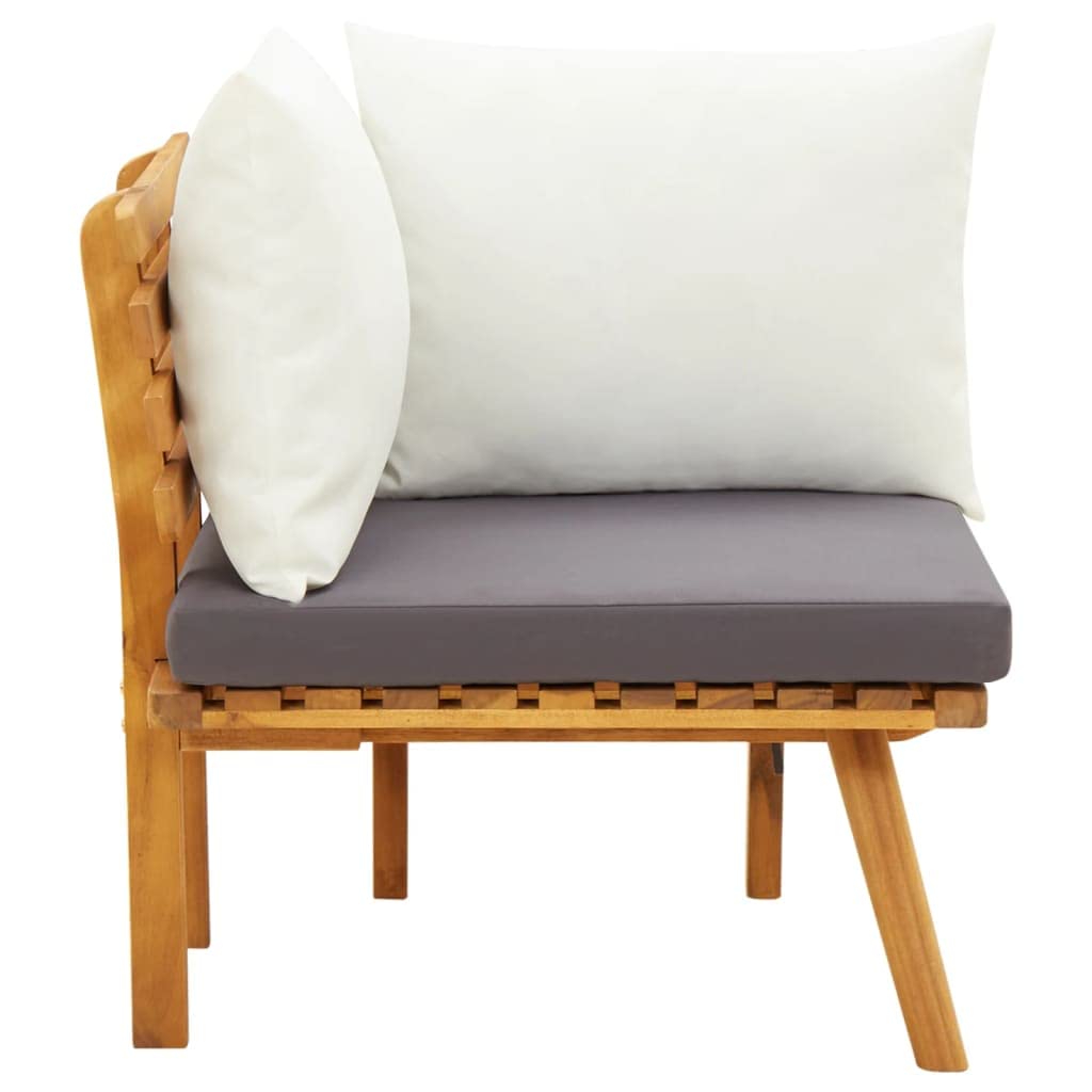 Patio Corner Sofa with Cushions Solid Acacia Wood