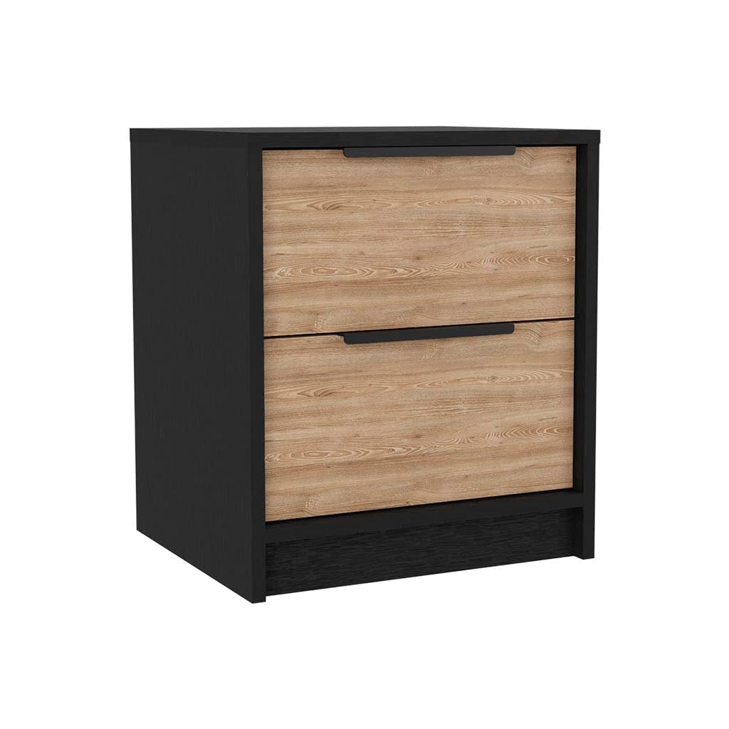 Deering 3 Piece Bedroom Set, Armoire + Nightstand + Nightstand, Black/Pine