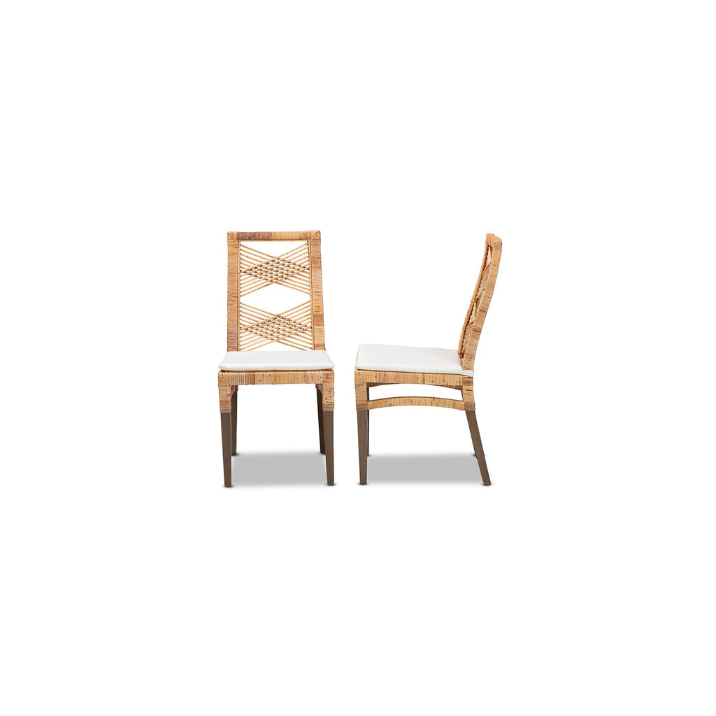 Baxton Studio Poltak Modern Bohemian Natural Brown Rattan Dining Chair