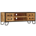 vidaXL Solid Mango Wood TV Stand with Drawers - Retro Industrial Style, Versatile Use as Sideboard, Lowboard, Ample Storage, Extra Stability