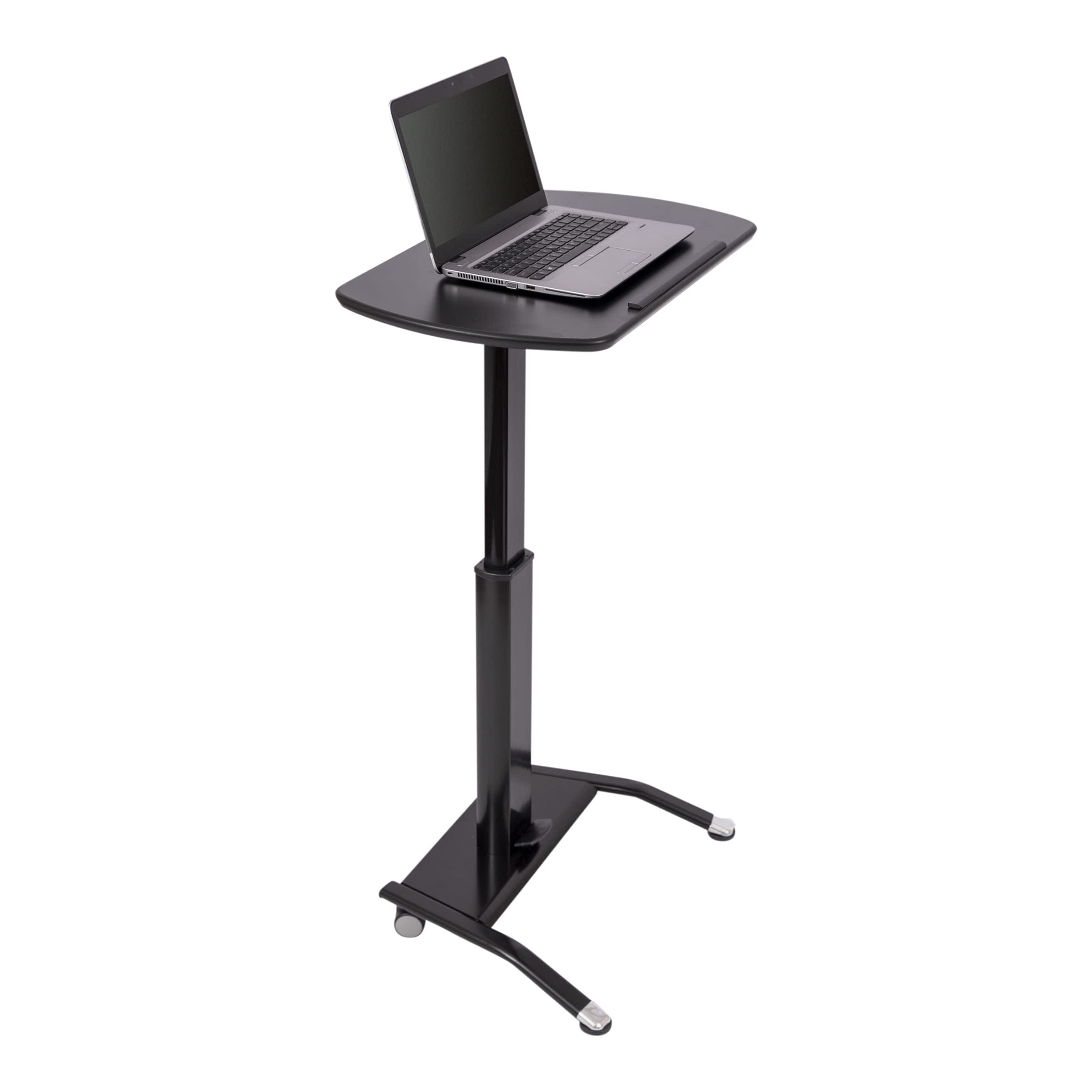 Stand Up Desk Store Pneumatic Adjustable Height Tilting Laptop Lectern Speakers Podium (Black, 25.5 Wide)