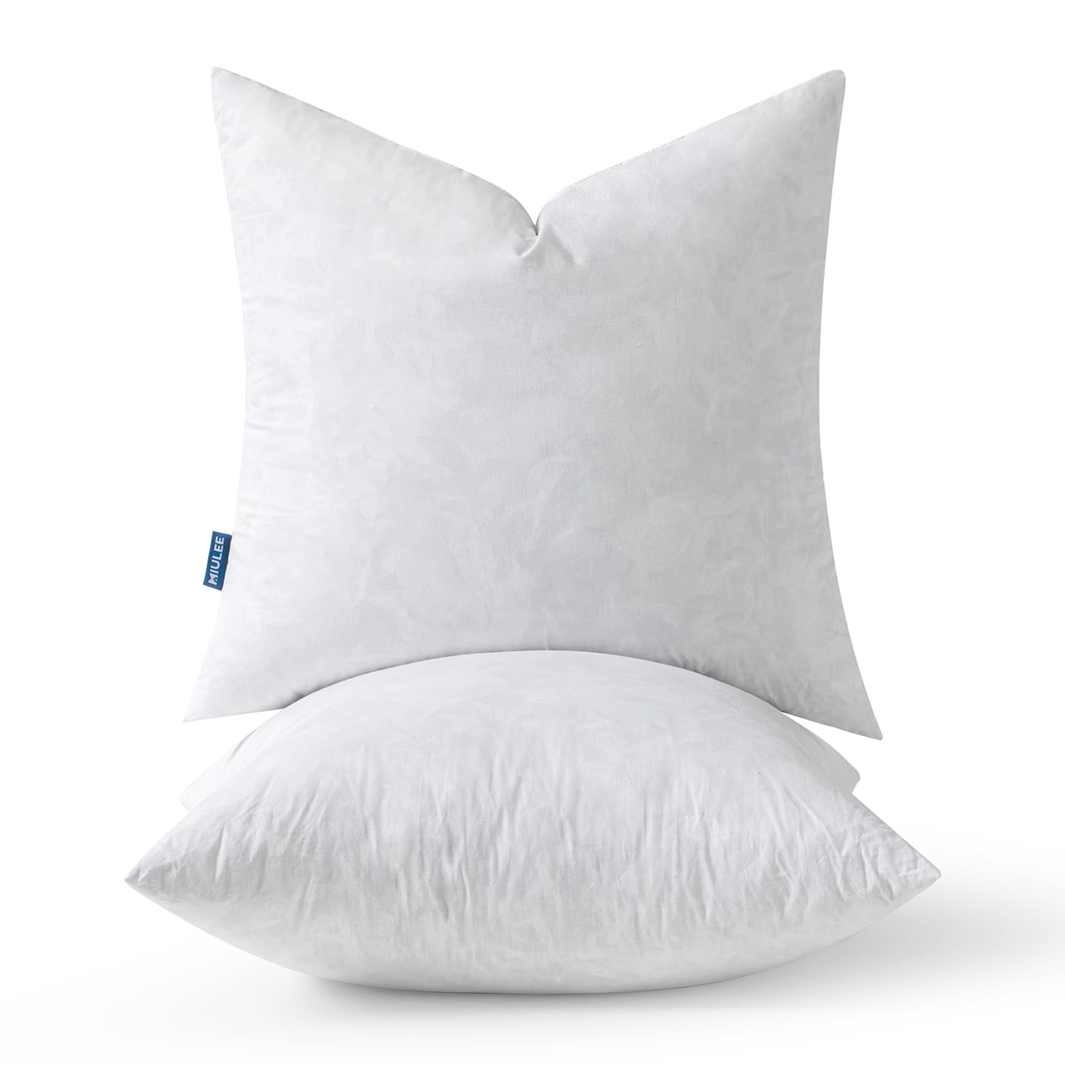 MIULEE Pillow Inserts 20x20 Inch Set of 2, Polycotton Mix Feather Throw Pillow Inserts, 20 Inch Square Decorative Couch and Sofa