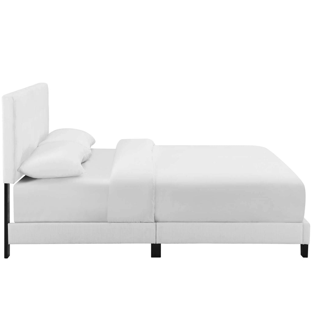 Modway Melanie Tufted Fabric Upholstered Queen Platform Bed In White