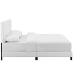 Modway Melanie Tufted Fabric Upholstered Queen Platform Bed In White