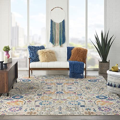 HomeRoots Ivory/Multi 100% Polypropylene 7’ x 10’ Ivory and Multicolor Floral Buds Area Rug