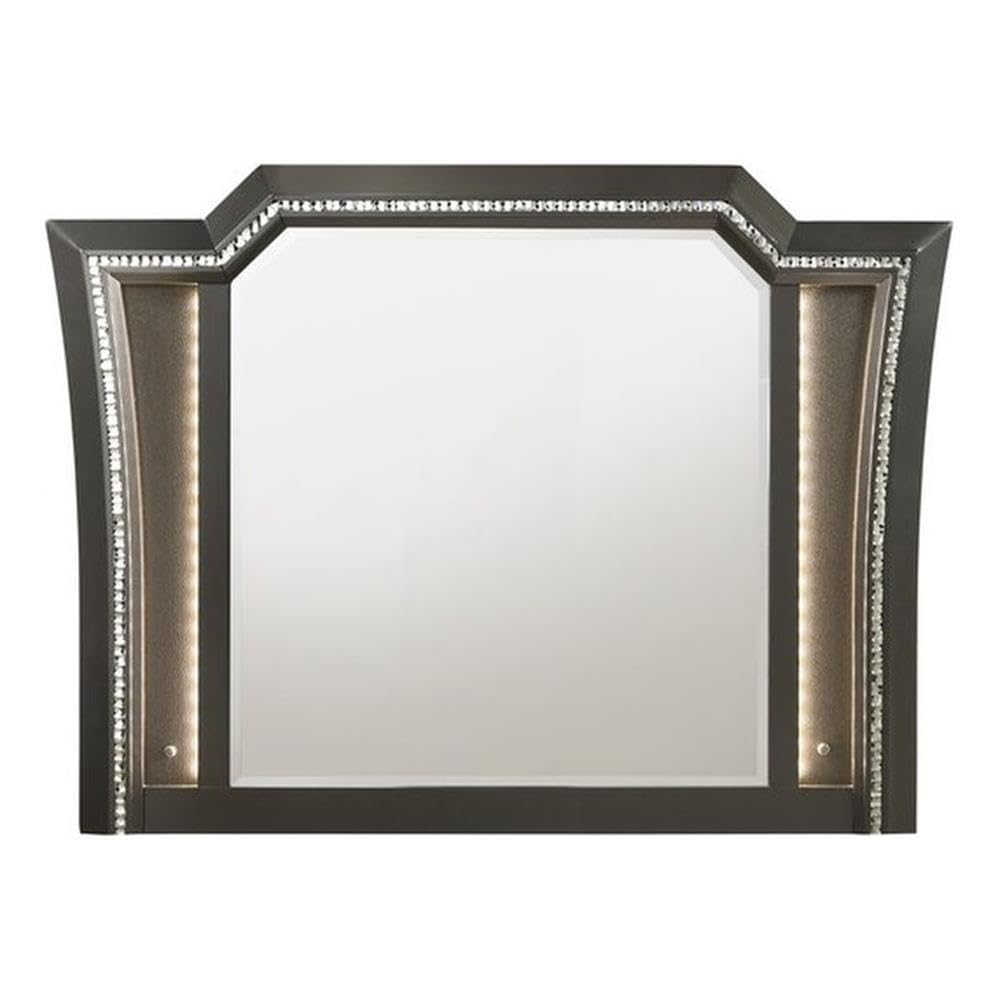 Acme Kaitlyn Metal Mirror with LED in Metallic Gray