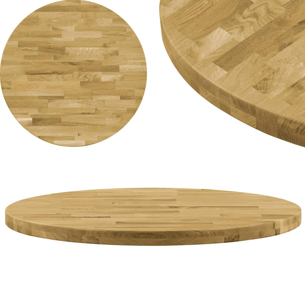 FAMIROSA Round Table Top Solid Oak Wood, One-Piece Rustic Dining Table Panel, Classic Wood Tabletop for Dining Table, Coffee Table Indoor Use Desktop Home Furniture Accessories 1.7"/31.5"