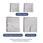 Extra Deep Pocket King Sheets - 4 Piece Breathable & Cooling Bed Sheets - Hotel Luxury Bed Sheet Set - Soft, Wrinkle Free & Comfy - Easily Fits Extra Deep Mattresses - Deep Pocket Light Grey Sheets
