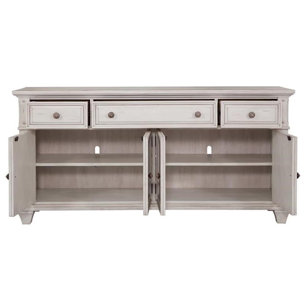 American Woodcrafters Sedona Off White Vintage Style 72-Inch Wood Tv Console