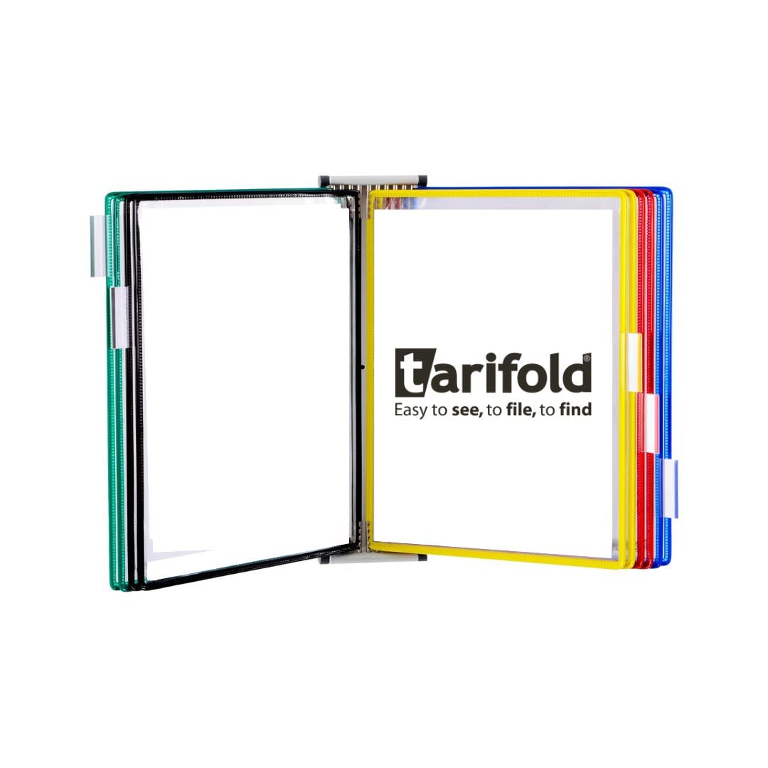 Tarifold Djois Wall Mount Reference System - Durable Steel Wire Frames - Letter-Size -10 Double-Sided Display Pockets - 20 Sheet Capacity - Adjustable Tabs - Made In France - Assorted Colors