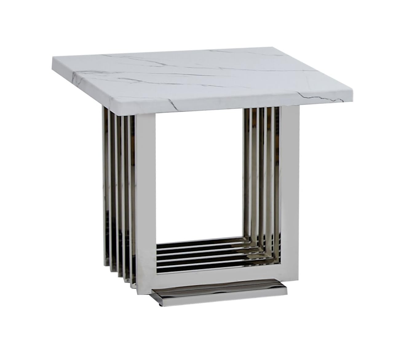 Best Quality Furniture Ct310 Sofa End Table, White/Silver