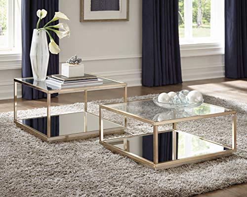 Coaster Home Furnishings 2-Piece Square Occasional Set Rose Brass