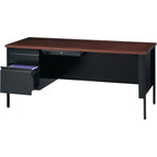 Lorell Single Left Pedestal Desk, 66 by 30 by 29-1/2-Inch, Black Walnut