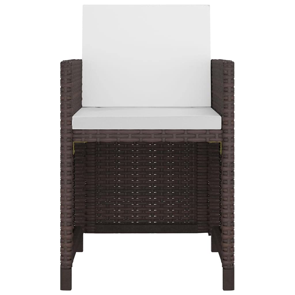 vidaXL 11 Piece Patio Dining Set with Cushions Poly Rattan Brown