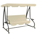 vidaXL Outdoor Swing Bench with Canopy Sand White
