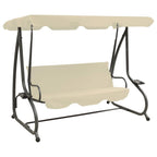 vidaXL Outdoor Swing Bench with Canopy Sand White