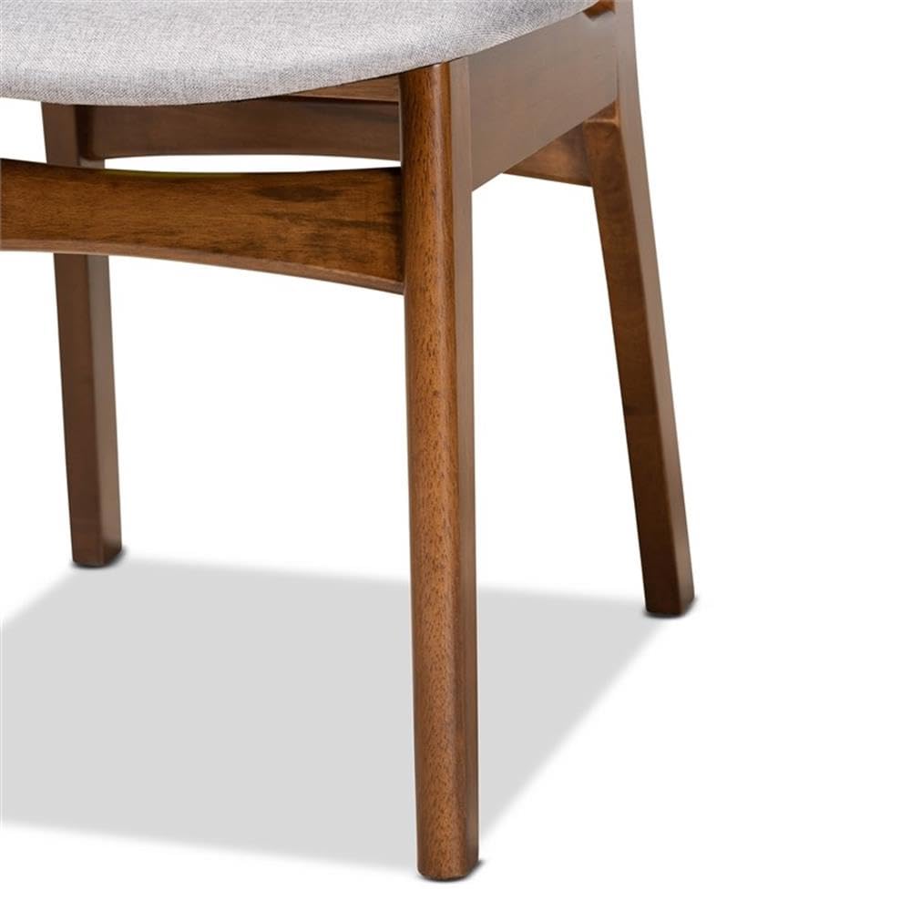 Baxton Studio Katya Mid-Century Modern Grey Fabric Upholstered and Walnut Brown Finished Wood 2-Piece Dining Chair Set
