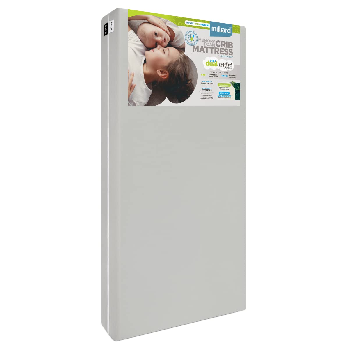 Milliard Premium Memory Foam Infant Crib Mattress And Toddler Bed Mattress With Waterproof Cover, Flip Dual Stage System, Made I