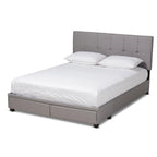 Baxton Studio Netti Light Grey Fabric Upholstered 2-Drawer King Size Platform Storage Bed