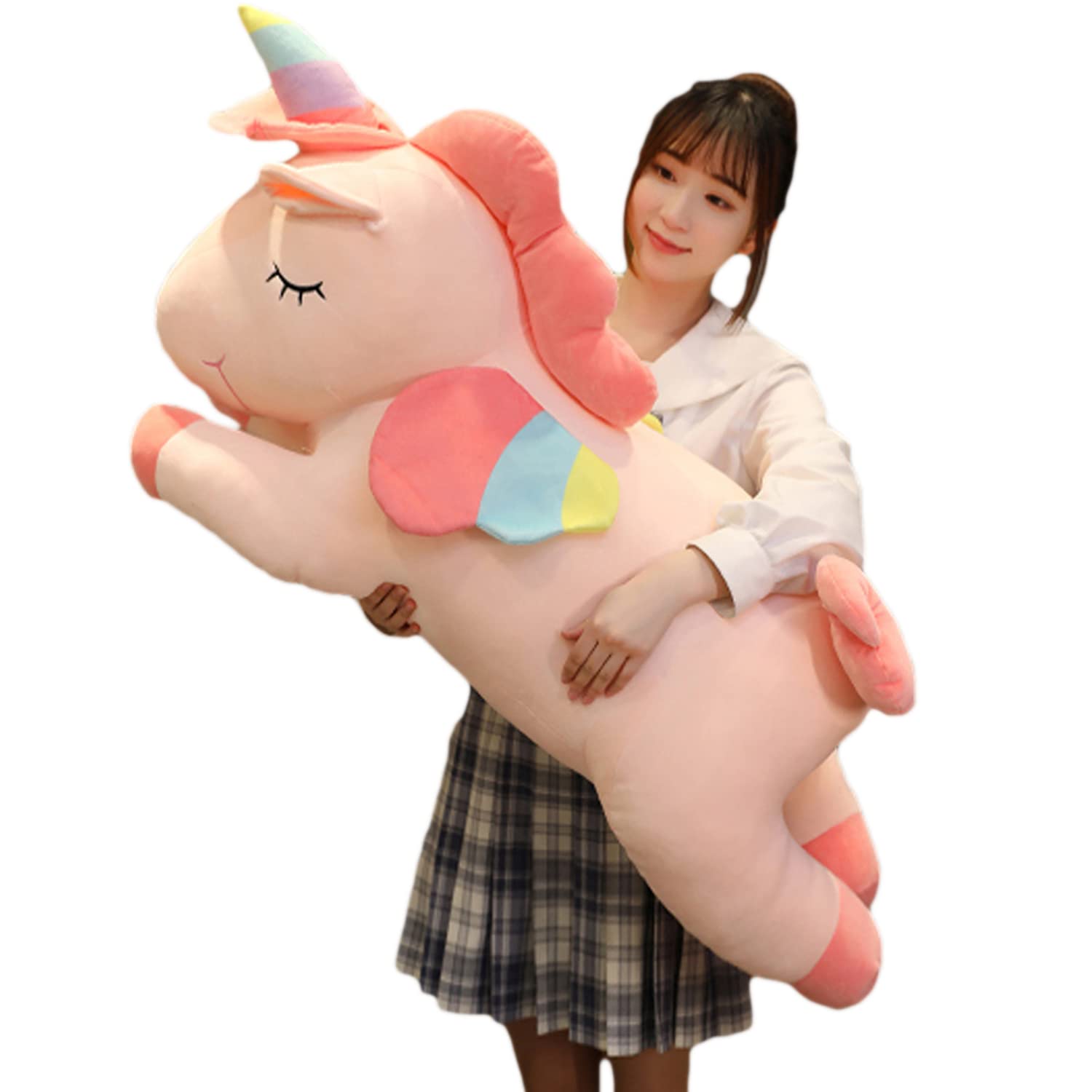 hitoshe Unicorn Plush Hugging Pillow, Big Unicorn Stuffed Animal Body Pillow Toy Gifts for Kids, Valentine, Christmas (Pink, 39.