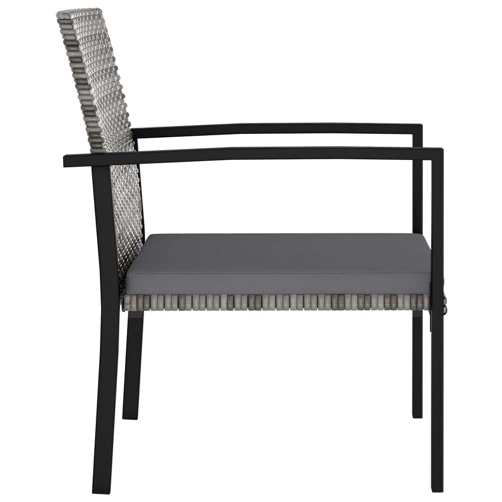 vidaXL 4 pcs Patio Dining Chairs in Gray - Weather-Resistant Poly Rattan Outdoors Furniture with Powder-Coated Steel Frame - Lightweight, Modern Seat Cushions Included