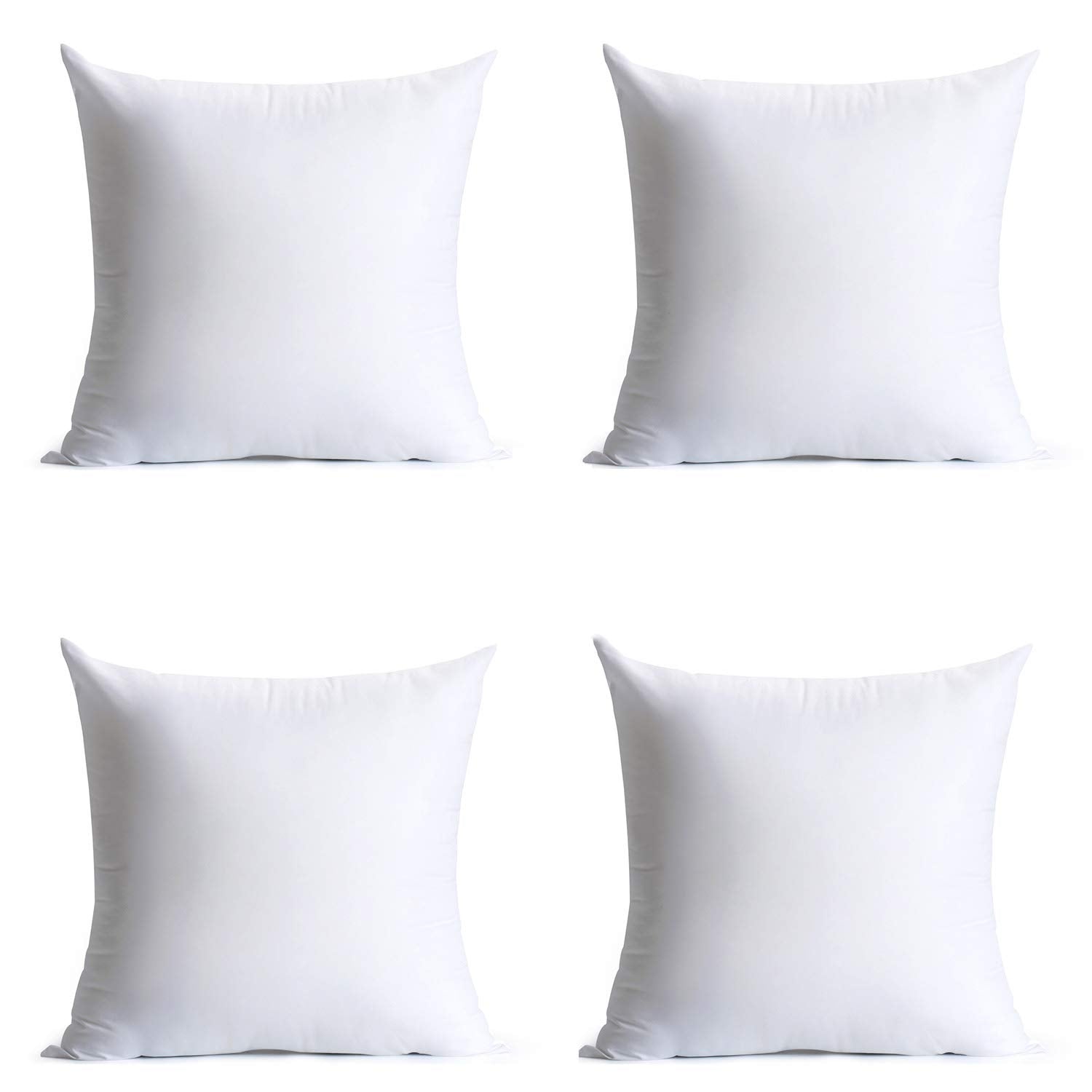 Calibrate Timing 18 X 18 Inches Pillow Inserts, Set Of 4 Hypoallergenic Brushed Microfiber Liner Down Alternative Filled Square