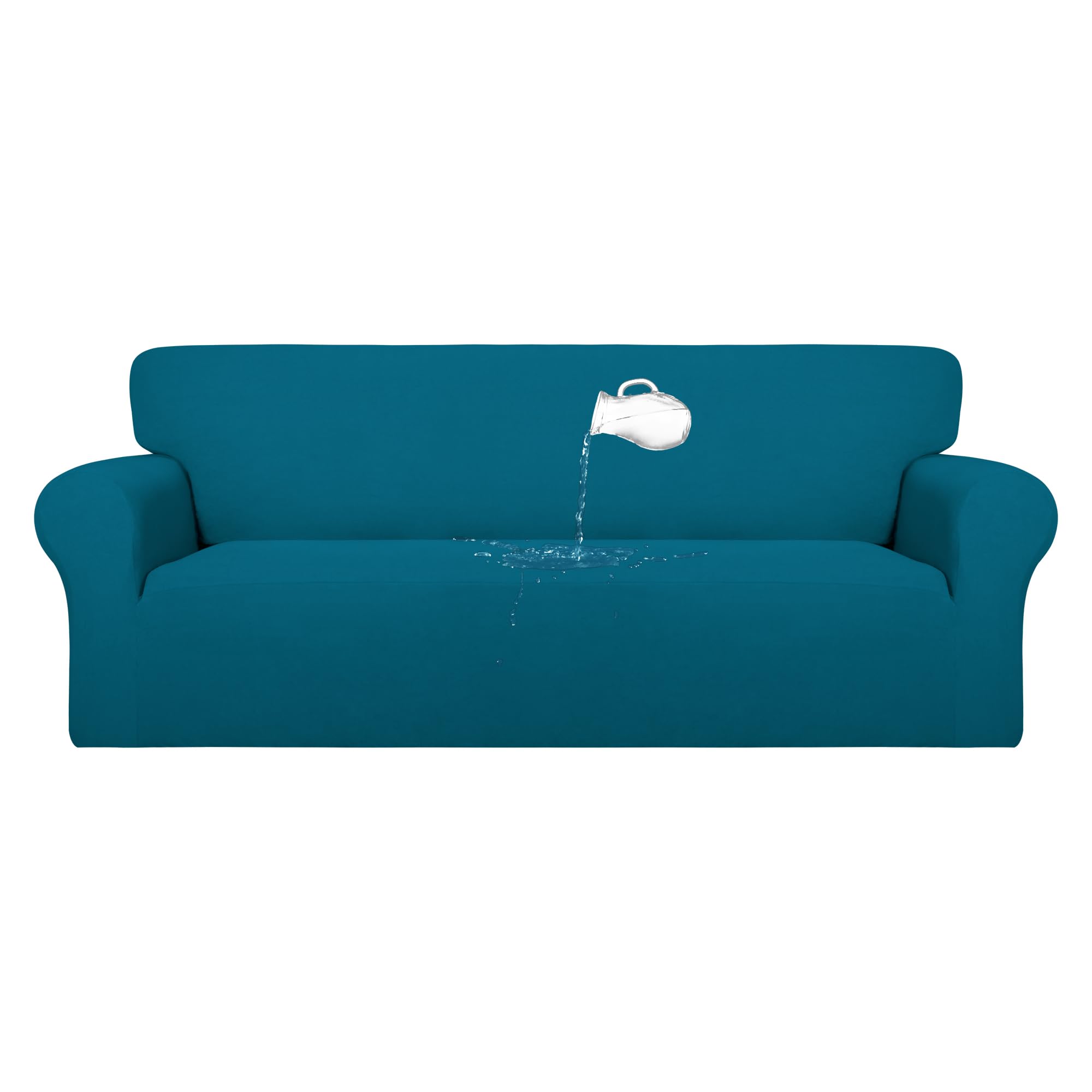 Purefit 100% Dual Waterproof Couch Cover Slipcovers For Couches And Sofas - Stretch Non Slip Fleece Sofa Covers Washable, Leakproof Furniture Protector For Kids, Pets, Dog (Sofa, Peacock Blue)