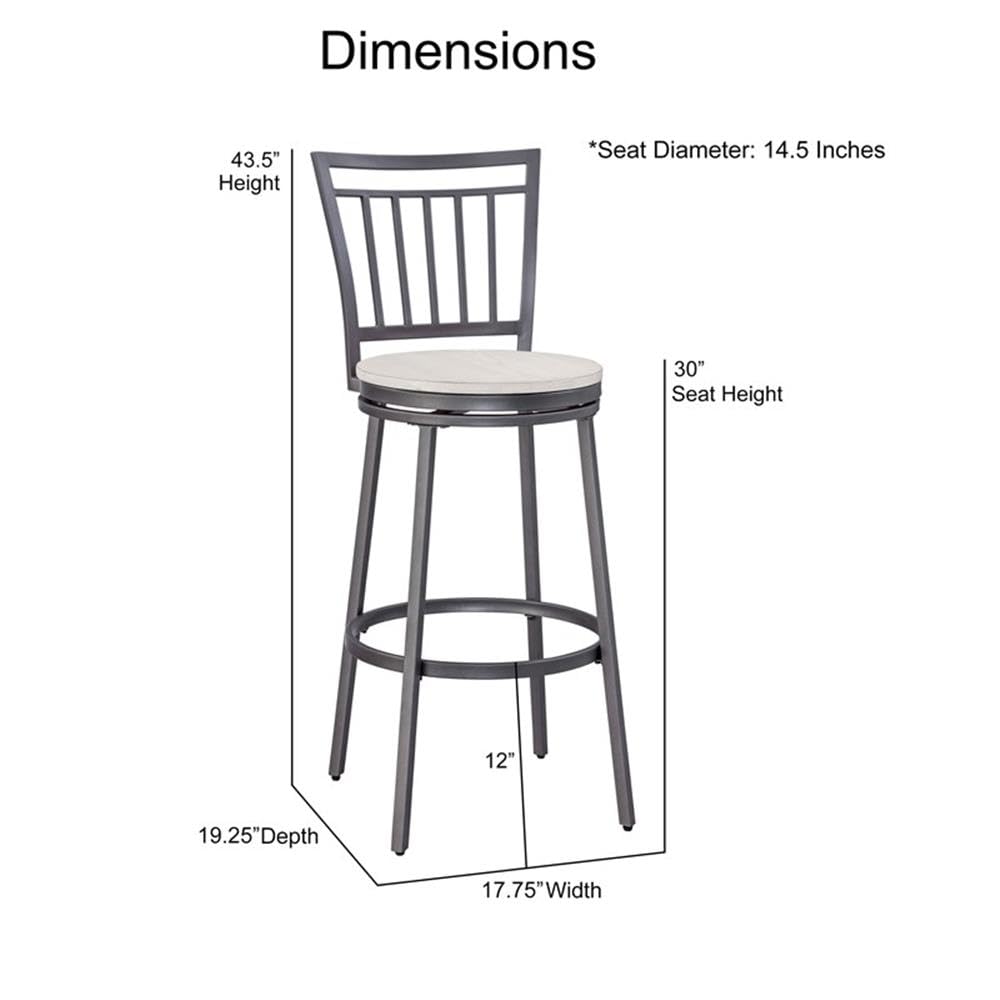 American Woodcrafters Jacey Gray Metal Swivel 30-inch Seat Height Bar Stool