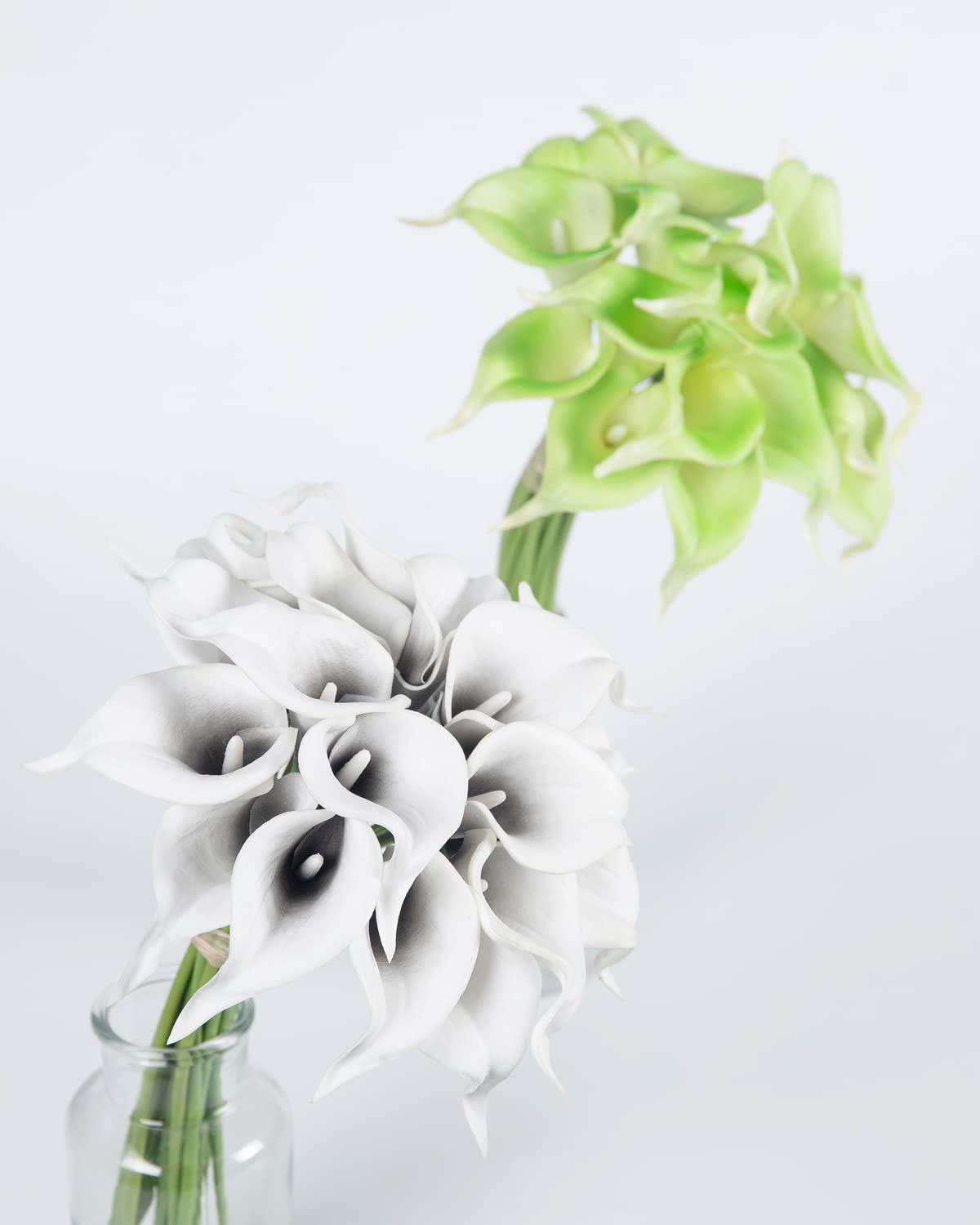 DuHouse Calla Lily Artificial Flowers - 20Pcs Real Touch Latex, Black White for DIY Wedding Bouquet & Home Decor
