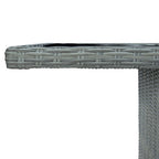 Patio Table Light Gray Poly Rattan and Tempered Glass