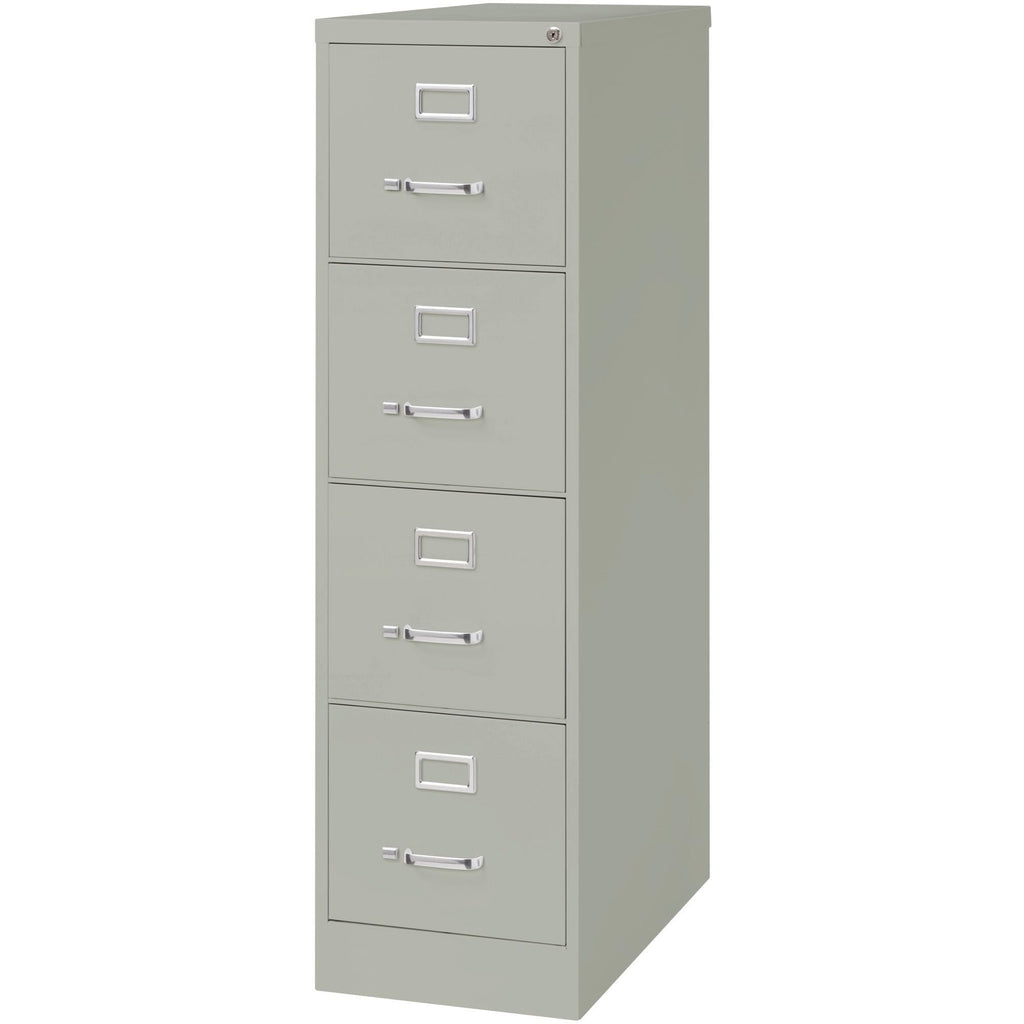 Lorell 4-Drawer Vertical File with Lock, 15 by 26-1/2 by 52-Inch, Light Gray