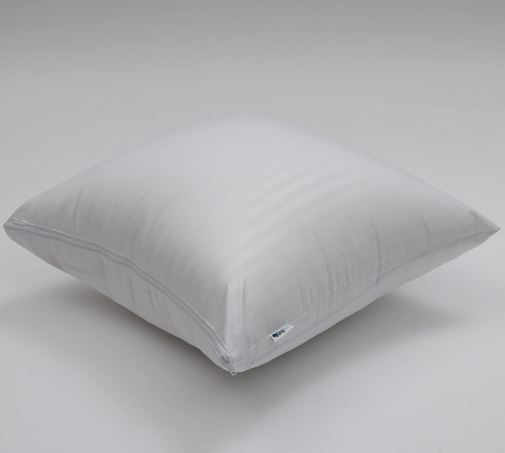 Kingnex 4 Pack Feather Proof Pillow Protectors, 22x22 Waterproof Covers for Goose Down Square Throw Pillows, White