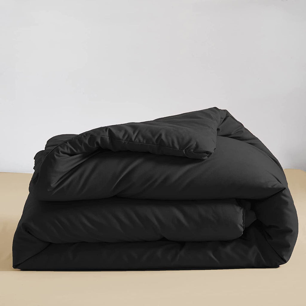 Houseri Black King Comforter Set – Solid All-Black Bedding for Men & Women