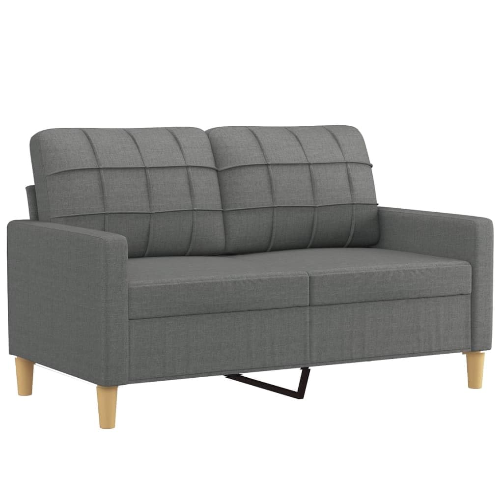 vidaXL Dark Gray 2-Seater Sofa with Polyester Fabric, Metal Frame, and Comfortable Padding - Compact Design for Modern Home Styles