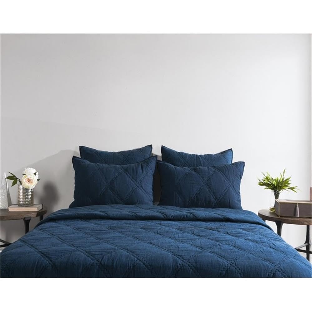 Kosas Home Casi 20X26 Belgian Flax Linen Fabric Standard Sham In Midnight Blue