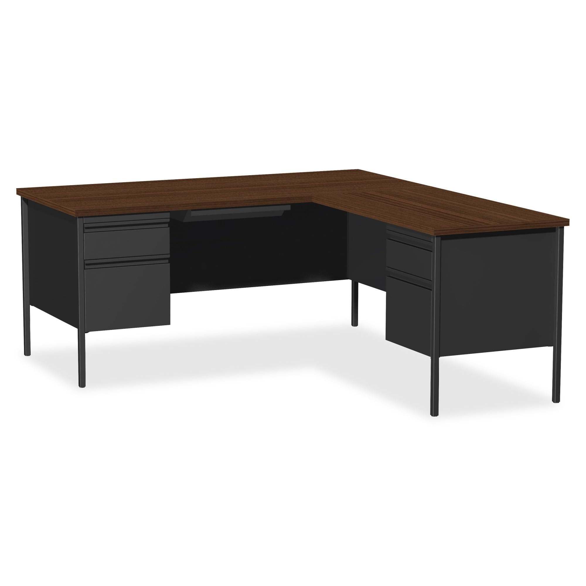 Lorell Single Left Pedestal Desk, 66 by 30 by 29-1/2-Inch, Black Walnut