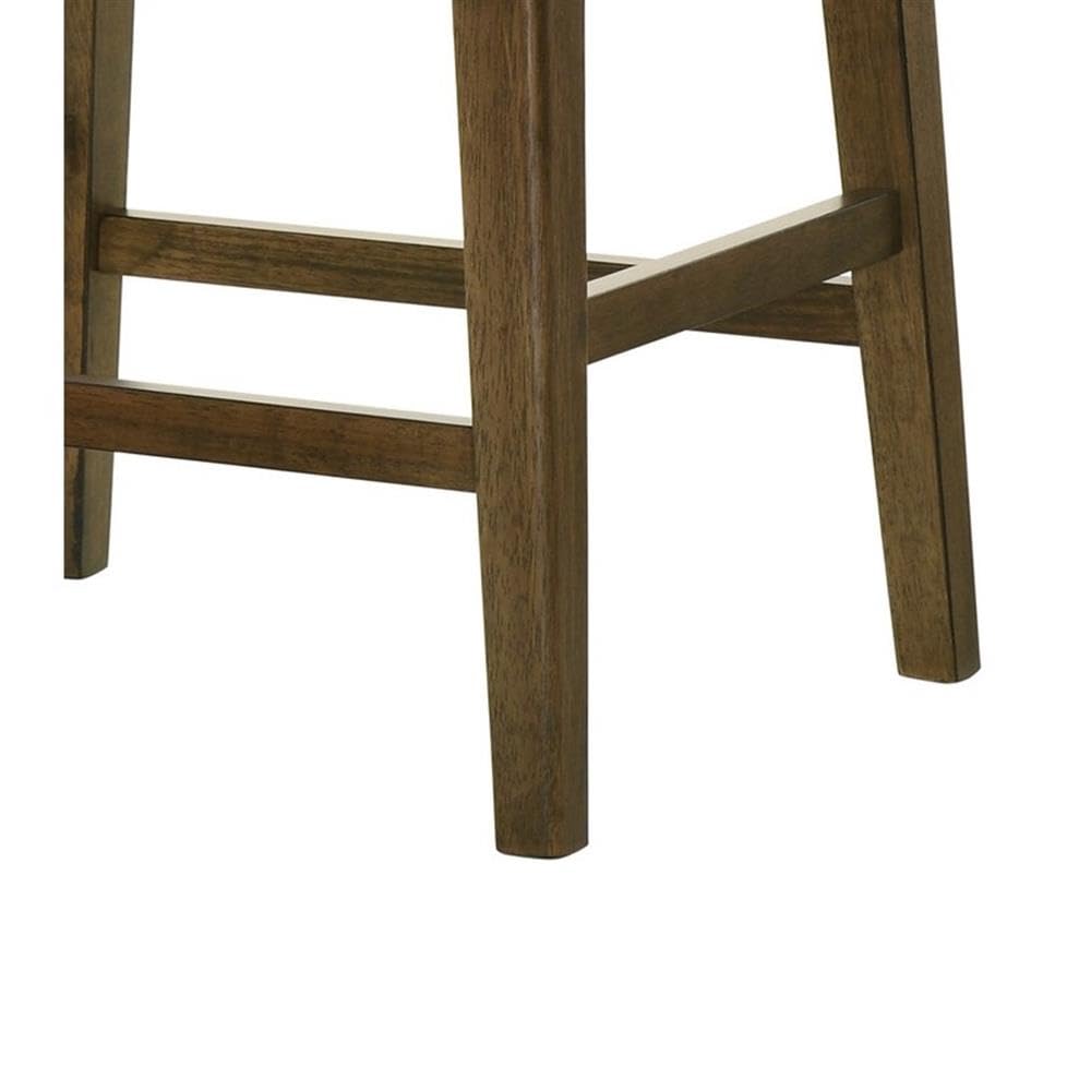 LILOLA LIVING Sasha Walnut Counter Height Stool with Upholstered Seat