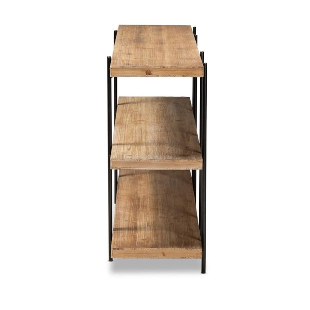 Baxton Studio Tarah Modern Rustic and Industrial Natural Brown Finished Wood and Black Finished Metal Console Table