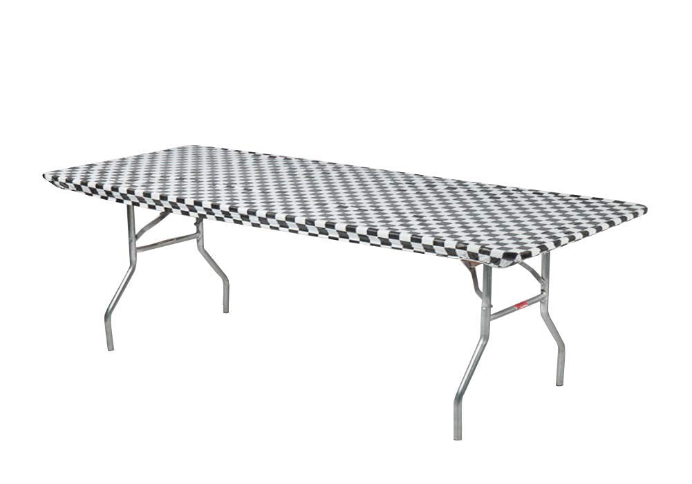 Kwik-Covers 6' Rectangle Plastic Table Covers 30' X 72', Bundle Of 5 (Black & White Check)