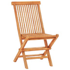 vidaXL Solid Teak Wood 3 Piece Bistro Set Wooden Garden Outdoor Terrance Patio Dining Room Furniture Folding Table & Chair with Light Blue Cushions