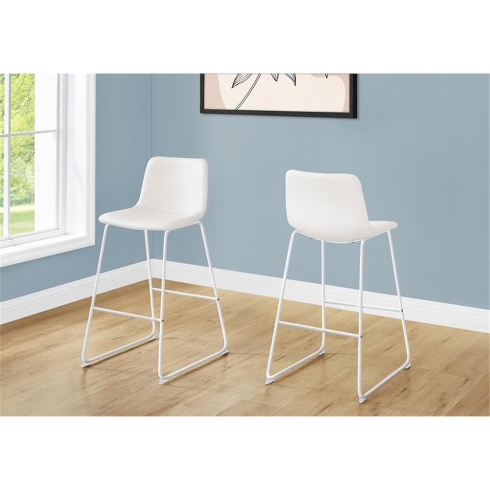 Monarch Specialties I 7750 Office Chair, Bar Height, Standing, Computer Desk, Work, Pu Leather Look, Metal, White, Contemporary, Modern