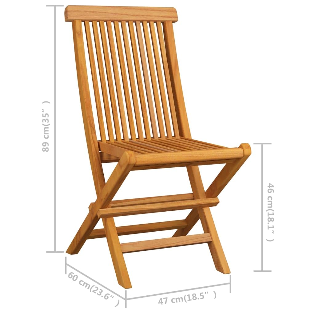 vidaXL Patio Chairs with Cream Cushions - Solid Teak Wood Construction - Lightweight, Foldable Design - Includes Polyester Seat Cushions - Ideal for Garden, Patio, Deck Usage