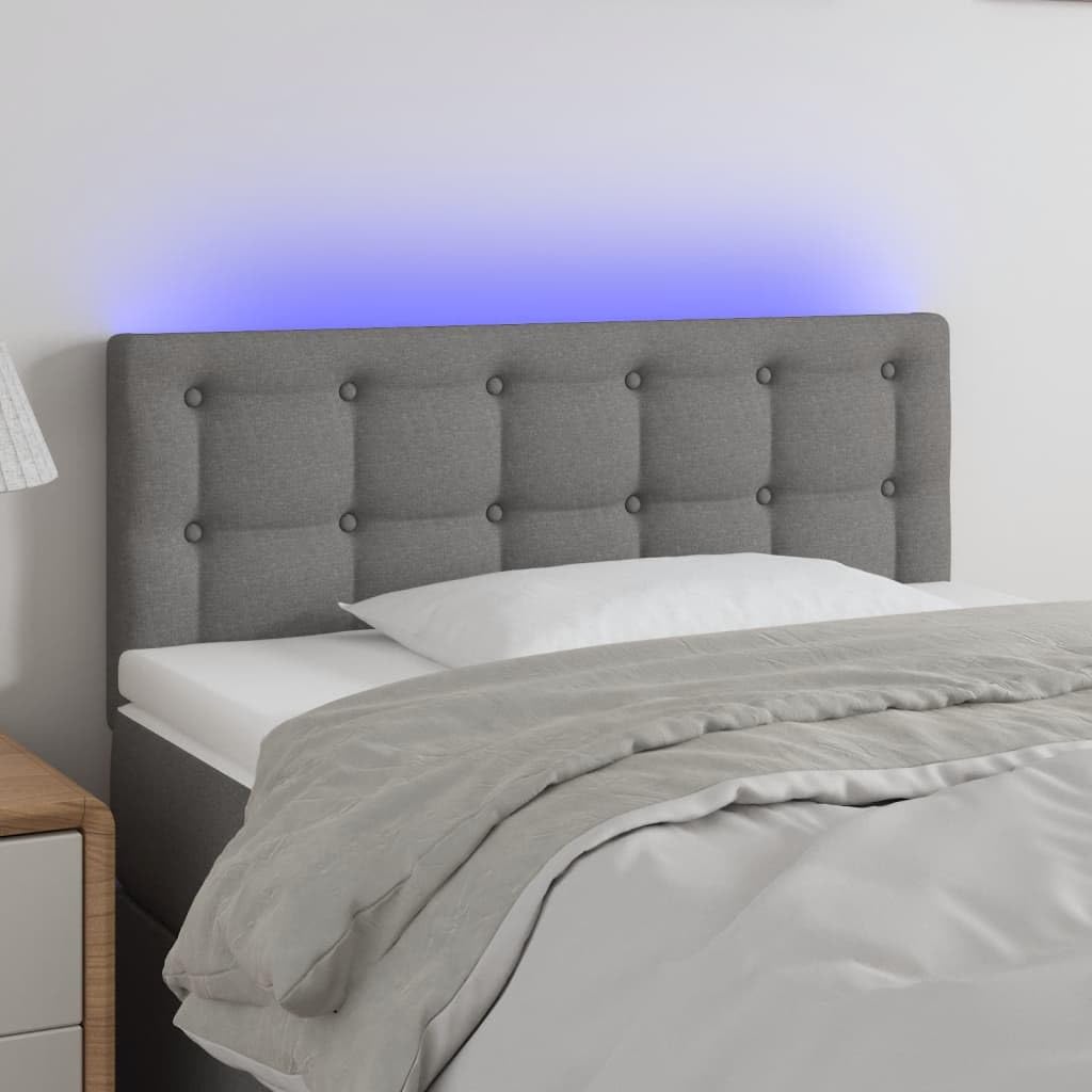 vidaXL LED Headboard, Upholstered Headboard for Bed Home, Bed Headboard with LED Light, Bedroom Furniture, Dark Gray 39.4"x2"x30.7"/34.6" Fabric