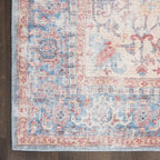 HomeRoots 522425 9 x 12 ft. Blue Floral Power Loom Distressed Rectangle Traditional Area Rug