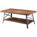 Acme Ikram Rectangular Wooden Coffee Table in Weathered Oak and Sandy Black